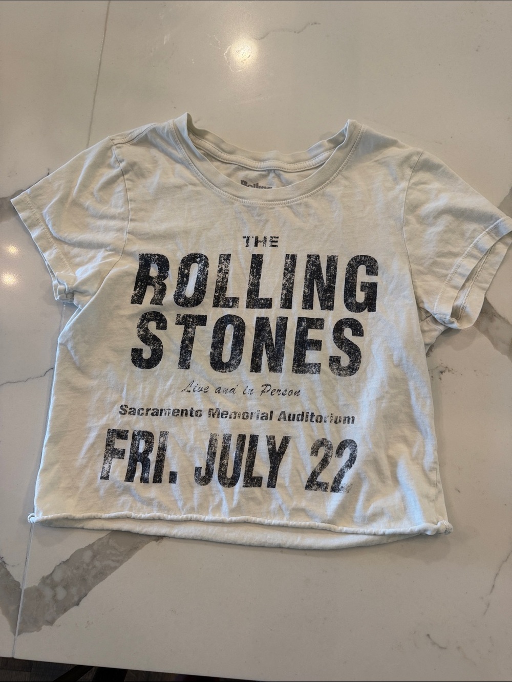 The Rolling Stones White Graphic Kids Crop Tee